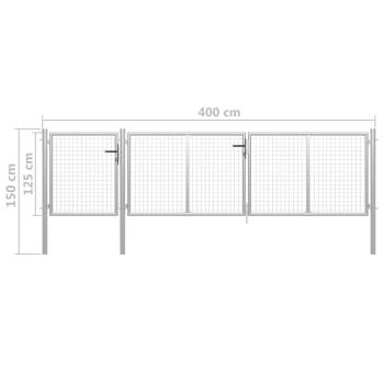 Gartentor Stahl 400 x 100 cm Silbern