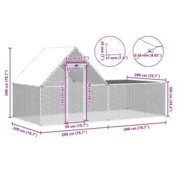 Hühnerstall 4x2x2 m Verzinkter Stahl