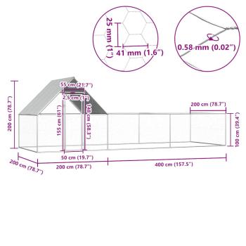 Hühnerstall 6x2x2 m Verzinkter Stahl