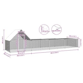 Hühnerstall 8x2x2 m Verzinkter Stahl