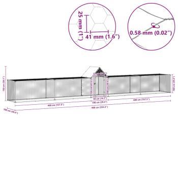 Hühnerstall 9x1x1,5 m Verzinkter Stahl