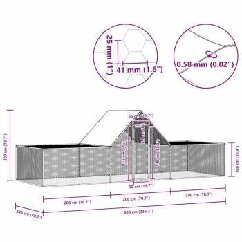Hühnerstall 6x2x2 m Verzinkter Stahl