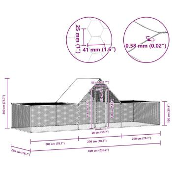 Hühnerstall 6x2x2 m Verzinkter Stahl