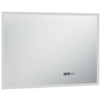 LED-Badspiegel mit Berührungssensor und Zeitanzeige 100x60 cm
