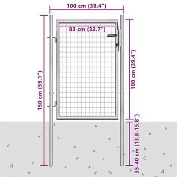 Gartentor Verzinkter Stahl 105x150 cm Silbern