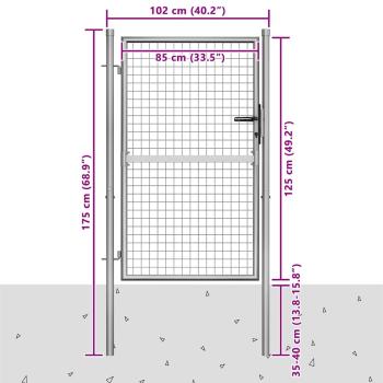 Gartentor Verzinkter Stahl 105x175 cm Silbern
