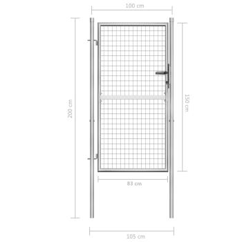 Gartentor Verzinkter Stahl 105x200 cm Silbern