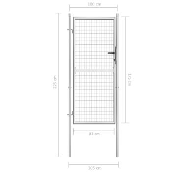 Gartentor Verzinkter Stahl 105x225 cm Silbern