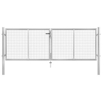 Gartentor Verzinkter Stahl 306 x 125 cm Silbern