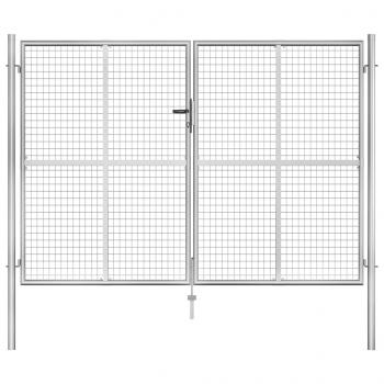 ARDEBO.de - Gartentor Verzinkter Stahl 306 x 225 cm Silbern