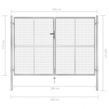 Gartentor Verzinkter Stahl 306 x 225 cm Silbern