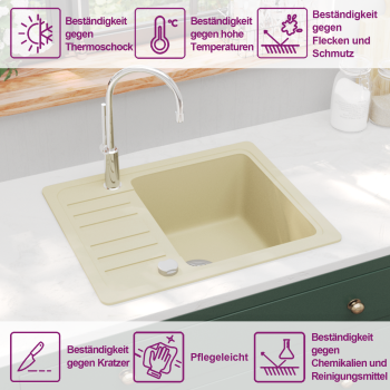Granitspüle Einzelbecken Beige