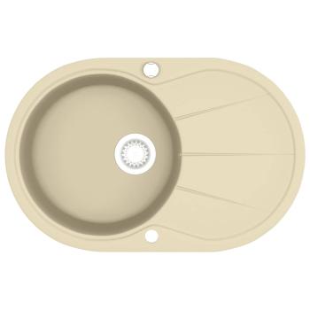 Granitspüle Einzelbecken Oval Beige