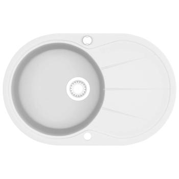 Granitspüle Einzelbecken Oval Weiß