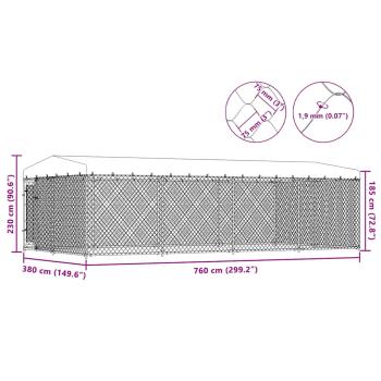 Outdoor-Hundezwinger mit Überdachung 7,6x3,8x2,3 m