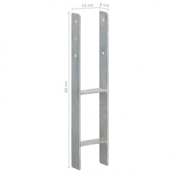 Pfostenträger 6 Stk. Silbern 12×6×60 cm Verzinkter Stahl