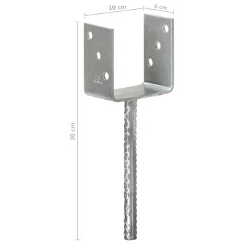 Pfostenträger 6 Stk. Silbern 10×6×30 cm Verzinkter Stahl