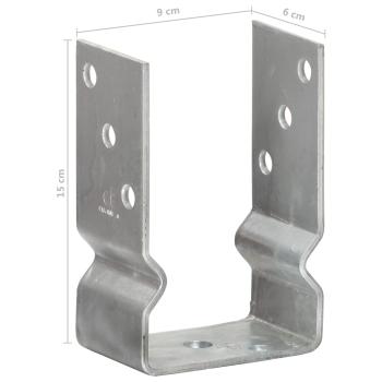 Pfostenträger 6 Stk. Silbern 9×6×15 cm Verzinkter Stahl