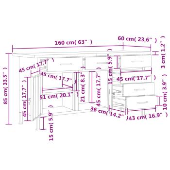 Arbeitstisch Schwarz 160 x 60 x 85 cm Stahl