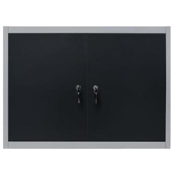 Wand-Werkzeugschrank Industrie-Stil Metall Grau und Schwarz