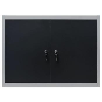 Wand-Werkzeugschrank Industrie-Stil Metall Grau und Schwarz