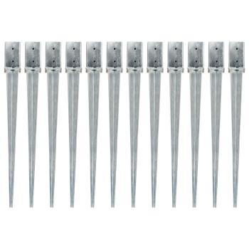 Erdspieße 12 Stk. Silbern 8×8×91 cm Verzinkter Stahl