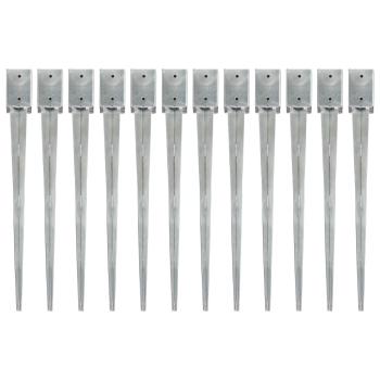 Erdspieße 12 Stk. Silbern 9×9×90 cm Verzinkter Stahl