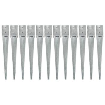 Erdspieße 12 Stk. Silbern 10×10×76 cm Verzinkter Stahl