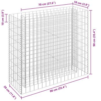  Gabionen-Hochbeet Verzinkter Stahl 90×30×90 cm