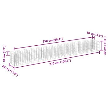 Gabionen-Hochbeet Verzinkter Stahl 270 x 30 x 30 cm