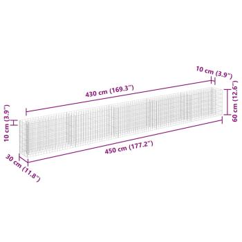  Gabionen-Hochbeet Verzinkter Stahl 450×30×60 cm