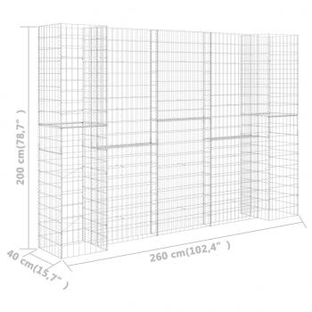 H-förmiger Gabionen-Pflanzkorb Stahldraht 260x40x200 cm   