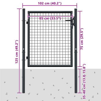 Mesh-Gartentor Verzinkter Stahl 100 x 125 cm Grau