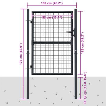 Mesh-Gartentor Verzinkter Stahl 100 x 175 cm Grau