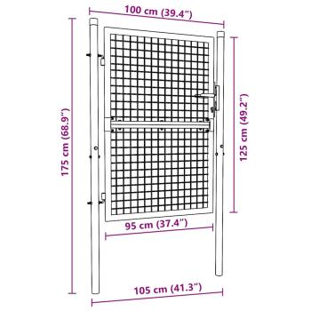 Mesh-Gartentor Verzinkter Stahl 100 x 175 cm Grau