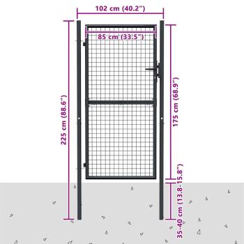 Mesh-Gartentor Verzinkter Stahl 100 x 225 cm Grau