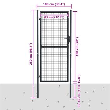 Mesh-Gartentor Verzinkter Stahl 100 x 250 cm Grau