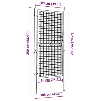 Mesh-Gartentor Verzinkter Stahl 100 x 250 cm Grau