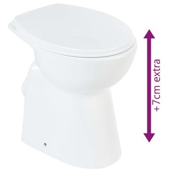 Hohe Spülrandlose Toilette Soft-Close 7 cm Höher Keramik Weiß 