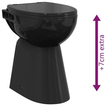Randloses WC 7 cm Extra Höhe Soft-Close Keramik Schwarz
