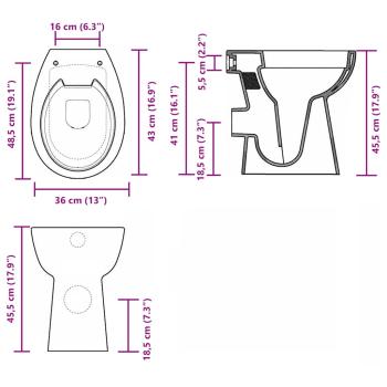 Hohe Spülrandlose Toilette Soft-Close 7cm Höher Keramik Schwarz