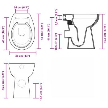Hohe Spülrandlose Toilette Soft-Close 7cm Höher Keramik Schwarz
