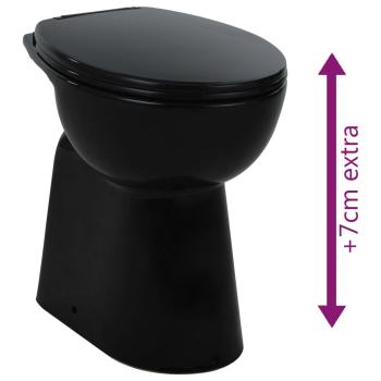 Randloses WC 7 cm Extra Höhe Soft-Close Keramik Schwarz
