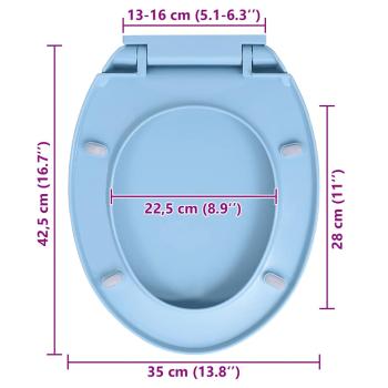 Toilettensitz mit Absenkautomatik Quick-Release Blau Oval