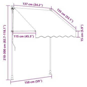 Einziehbare Markise Handbetrieben mit LED 150 cm Weiß Orange