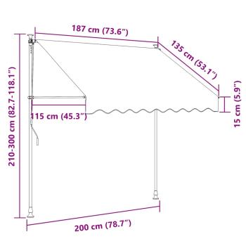 Einziehbare Markise Handbetrieben mit LED 200 cm Creme