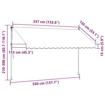 Einziehbare Markise Handbetrieben mit LED 350 cm Creme