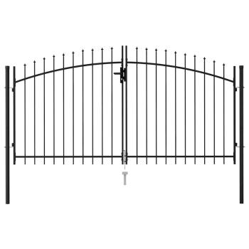 Zauntor Doppelflügel mit Speerspitzen Stahl 3 x 1,5 m Schwarz
