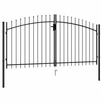Zauntor Doppelflügel mit Speerspitzen Stahl 3 x 1,5 m Schwarz