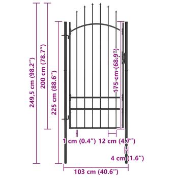 Gartentor Stahl 1x2,5 m Schwarz